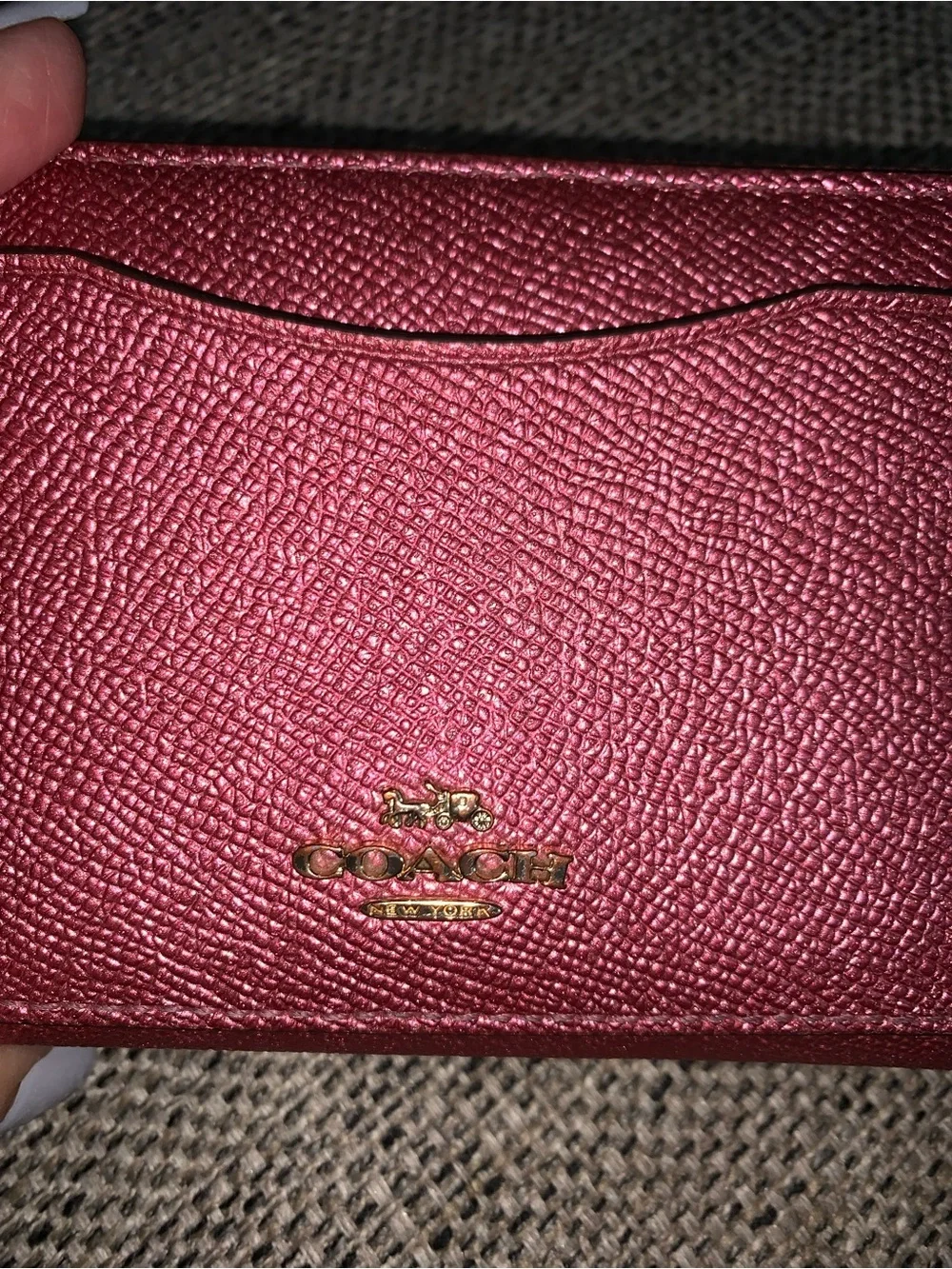 COACH ZIPPY metallic pink/burgundy wallet EUC w/Aminnah Donut Sugar Polish